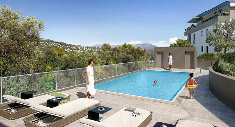 real estate, France, French Riviera, Nice, Rimiez, Cimiez, apartments, new residence, swimming pool, sea view, hills