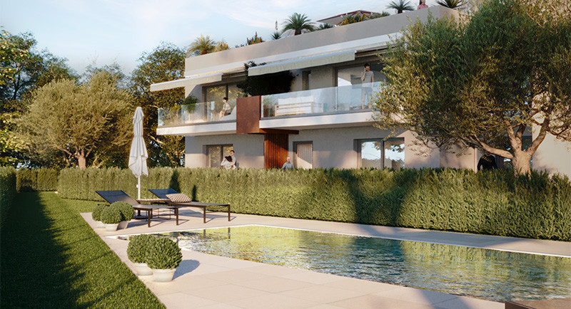 Biot, villa, appartement, duplex, terrasse, vue mer, piscine, jardin, Antibes, Juan les Pins, residence de luxe, moderne