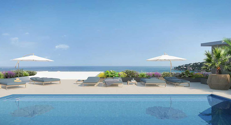 Fastigheter Frankrike, Roquebrune Cap Martin, Menton, köp lägenhet, terrass, pool, strand, centrum