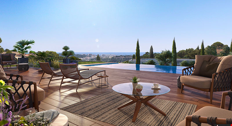 Immobilier, luxe, maison d'architecte, Mougins, jardin, piscine, vue mer, villa moderne