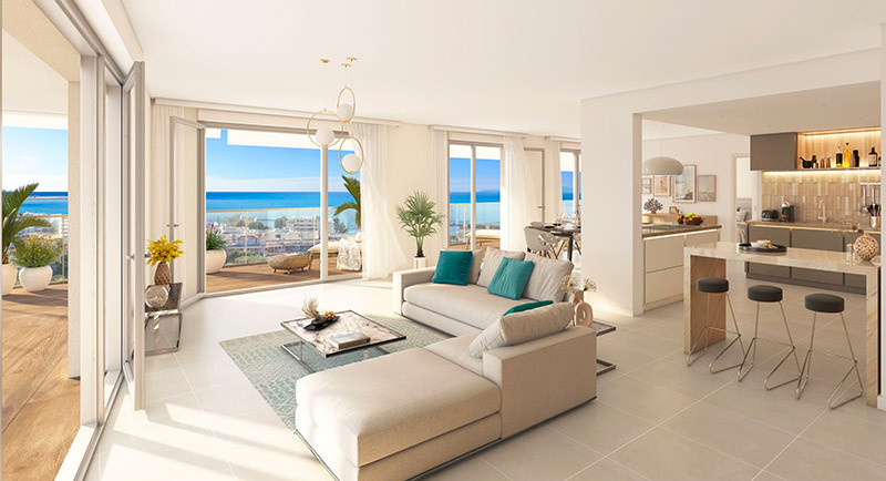 Real estate France, French riviera, sea view apartment swimming pool, close to the sea terrace