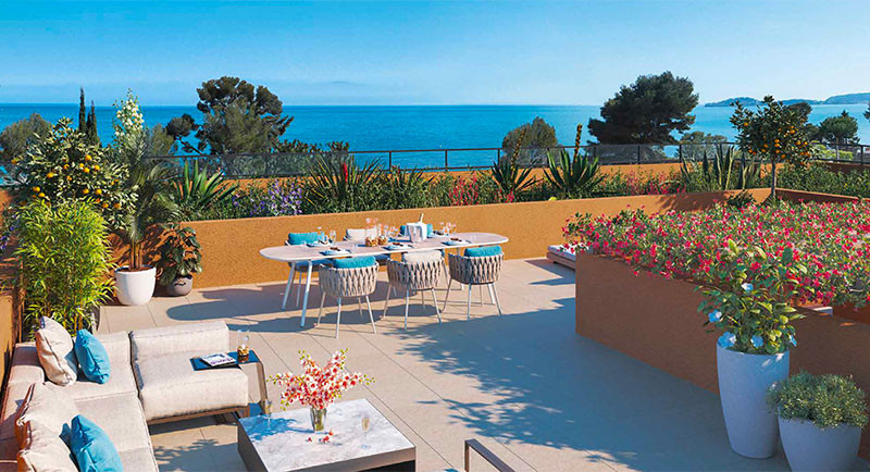 Immobilier, residence, Eze, Côte d'Azur, luxe, appartement, vue mer, bord de mer, terrasse, plage