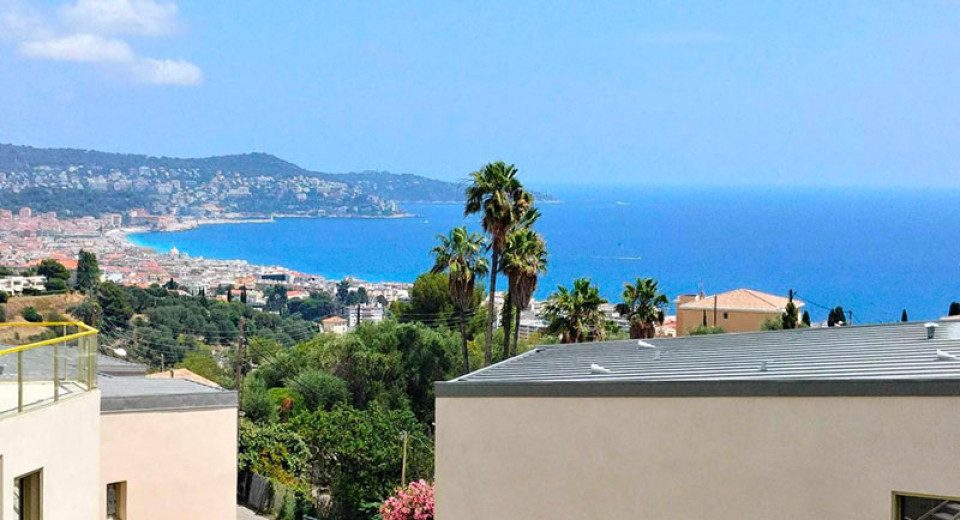 Fastighetsbyrå, Nice, Franska Rivieran, lägenhet, havsutsikt, terrass, 3 rum, pool