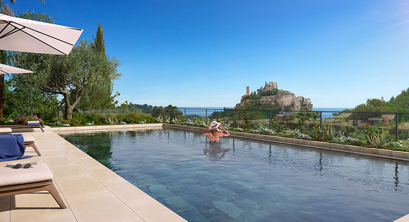 Eze, France, Côte d'Azur, residence, immobilier appartement, terrasse, vue mer, piscine, achat, vente