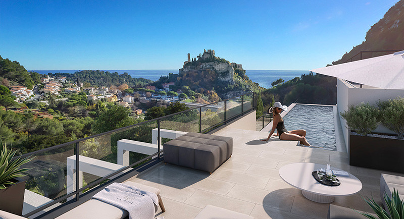 Eze, France, Côte d'Azur, residence, immobilier appartement, terrasse, vue mer, piscine, achat, vente