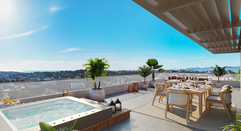 Fastigheter Frankrike, Franska Rivieran, Var, Saint Raphael, köp lägenhet, ville på taket, takvåning, terrass, utsikt, jacuzzi