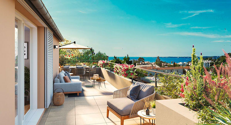 Golfe Juan, Cannes, Antibes, fastigheter, franska rivieran, köp lägenhet, sälj lägenhet, terrass, havsutsikt, pool