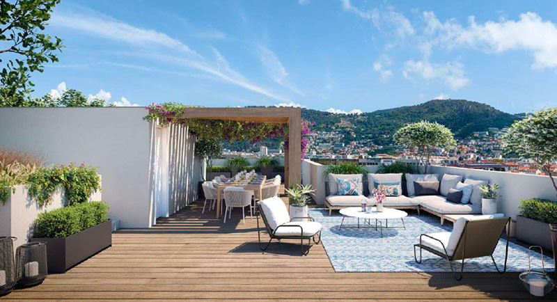 Real estate France, Nice, apartment, new residence, city center, terrace, penthouse, villa on the roof