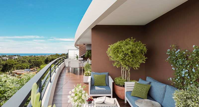 Antibes, Juan Les Pins, Real estate, purchase apartment, new, terrace, roof terrace, sea view, swimming pool, new residence