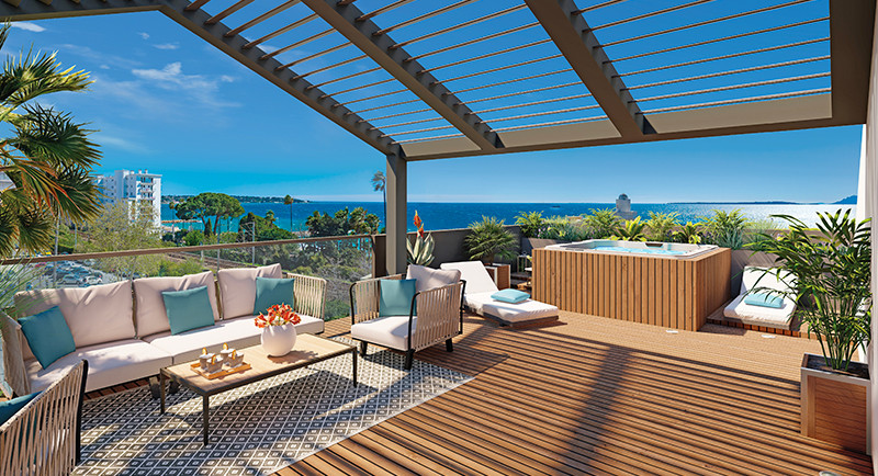 Antibes Juan les Pins, Lazurowe Wybrzeże, apartament, agencja nieruchomości, 200 m od morza, promenada, widok, morze, taras, jacuzzi