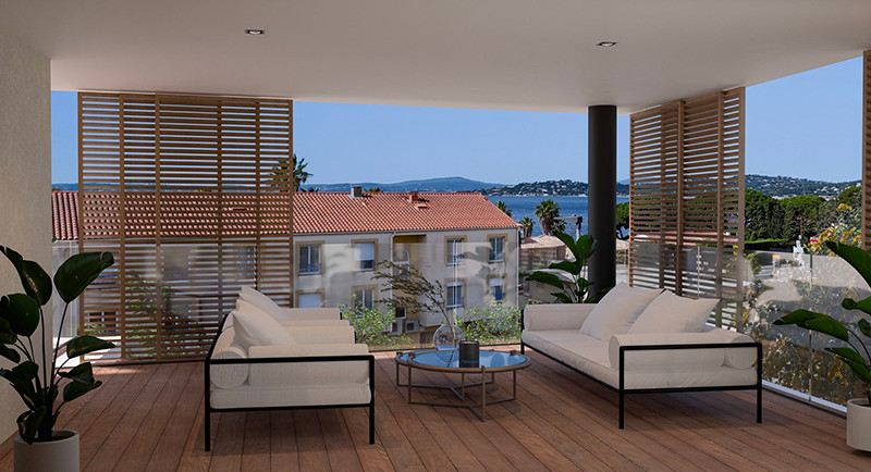 Eiendom Frankrike, Franske Riviera, Les Issambres, Sainte Maxime, leilighet, 2 3 soverom, terrasse, havutsikt, nær sjø og by, toppleilighet