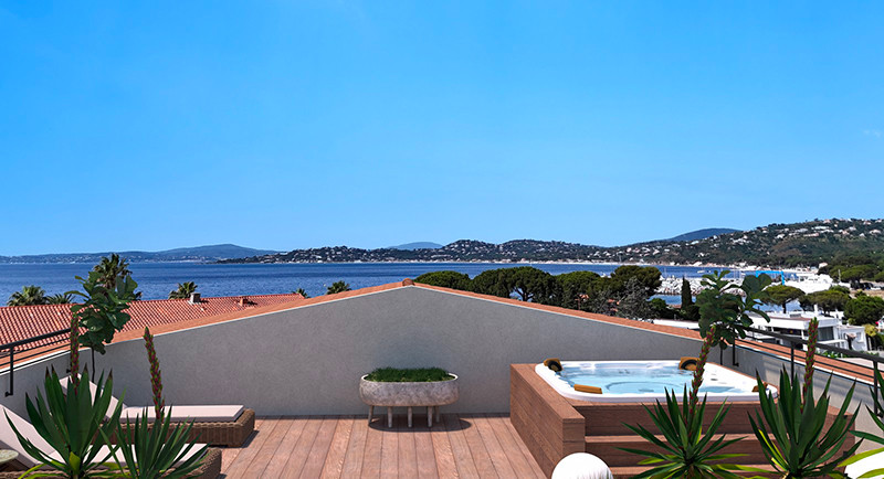 Nieruchomości Francja, Lazurowe Wybrzeże, Les Issambres, Sainte Maxime, apartament, mieszkanie, 2 lub 3 sypialnie, taras, widok na morze, blisko morza i miasta, penthouse
