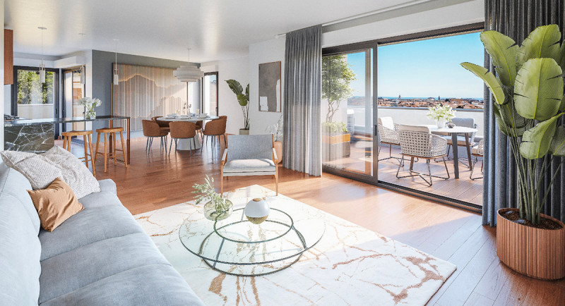 Cote d'Azur, France, Immobilier Nice, residence neuve, appartement, vue mer, terrasse, centre ville