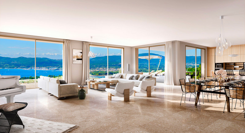 Immobilier Saint Tropez, Sainte Maxime, Grimaud, Beauvallon, villa, vue mer, piscine, jardin, terrasse, luxe, domaine d'exception, villa d'architecte