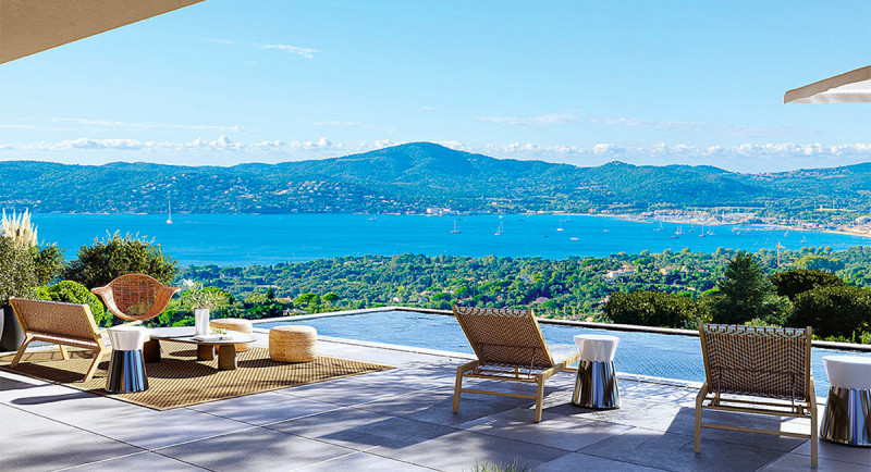 Immobilier Saint Tropez, Sainte Maxime, Grimaud, Beauvallon, villa, vue mer, piscine, jardin, terrasse, luxe, domaine d'exception, villa d'architecte