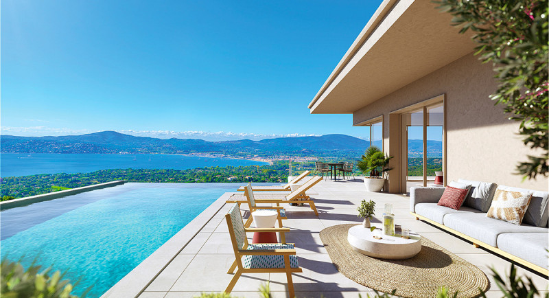 Immobilier Saint Tropez, Sainte Maxime, Grimaud, Beauvallon, villa, vue mer, piscine, jardin, terrasse, luxe, domaine d'exception, villa d'architecte