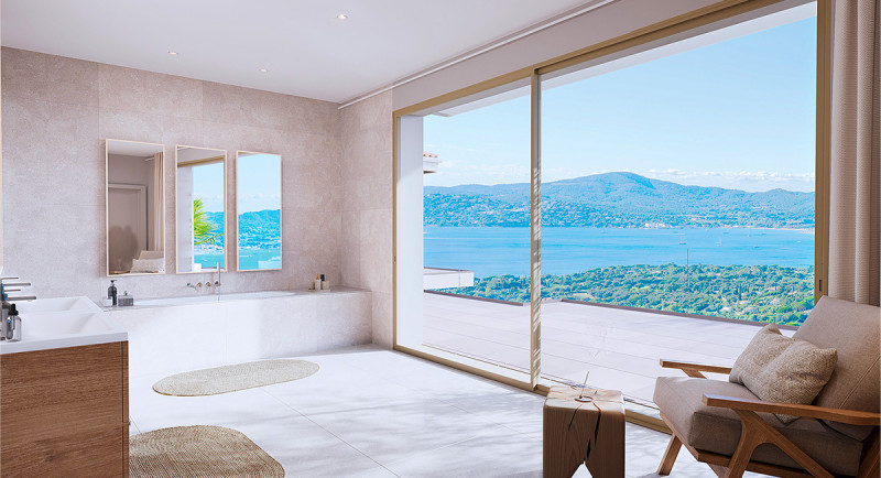 Immobilier Saint Tropez, Sainte Maxime, Grimaud, Beauvallon, villa, vue mer, piscine, jardin, terrasse, luxe, domaine d'exception, villa d'architecte