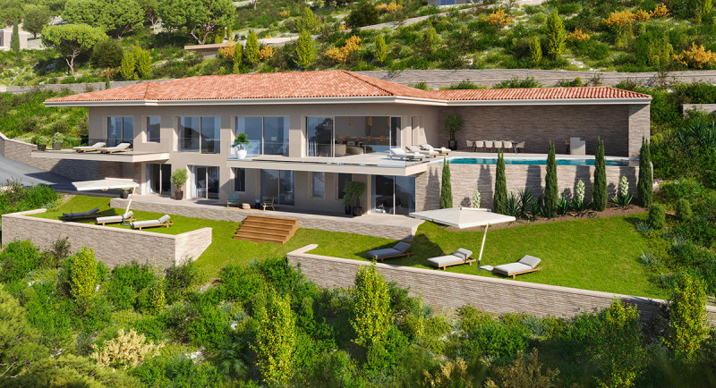 Immobilier Saint Tropez, Sainte Maxime, Grimaud, Beauvallon, villa, vue mer, piscine, jardin, terrasse, luxe, domaine d'exception, villa d'architecte