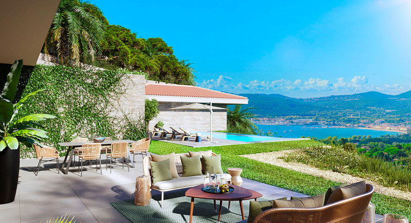 Frankrig, Den Franske Riviera, Saint Tropez, Sainte Maxime, Grimaud, Villa, hus, havudsigt, swimmingpool, terrasse, luksuriøs, domaine
