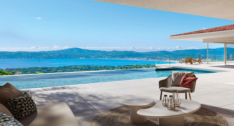 Frankrike, Franska Rivieran, Saint Tropez, Sainte Maxime, Grimaud, Villa, hus, havsutsikt, pool, terrass, lyxigt, domaine