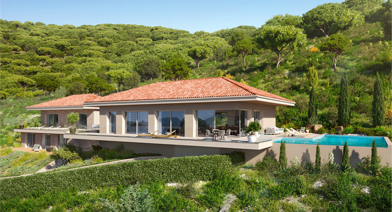 Frankrig, Den Franske Riviera, Saint Tropez, Sainte Maxime, Grimaud, Villa, hus, havudsigt, swimmingpool, terrasse, luksuriøs, domaine