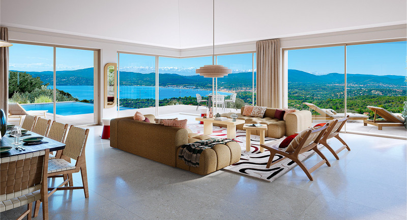 Frankrike, Franska Rivieran, Saint Tropez, Sainte Maxime, Grimaud, Villa, hus, havsutsikt, pool, terrass, lyxigt, domaine