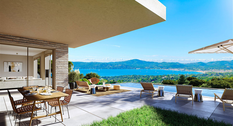 Frankrike, Franska Rivieran, Saint Tropez, Sainte Maxime, Grimaud, Villa, hus, havsutsikt, pool, terrass, lyxigt, domaine