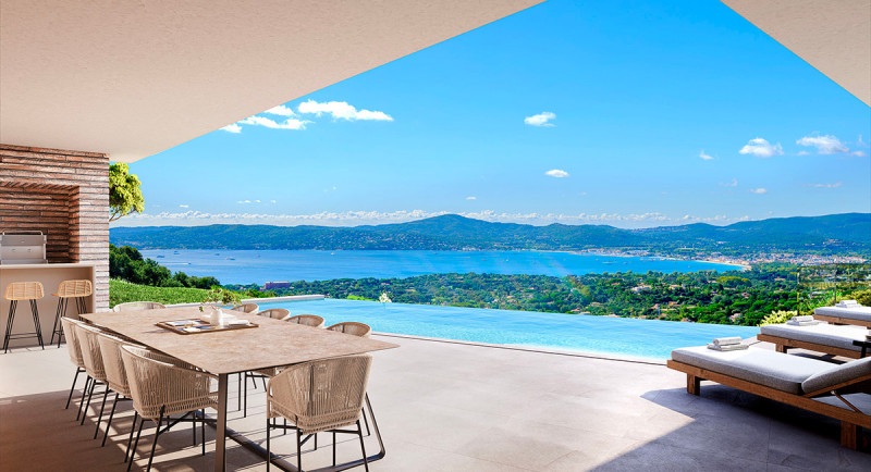 Frankrike, Franska Rivieran, Saint Tropez, Sainte Maxime, Grimaud, Villa, hus, havsutsikt, pool, terrass, lyxigt, domaine