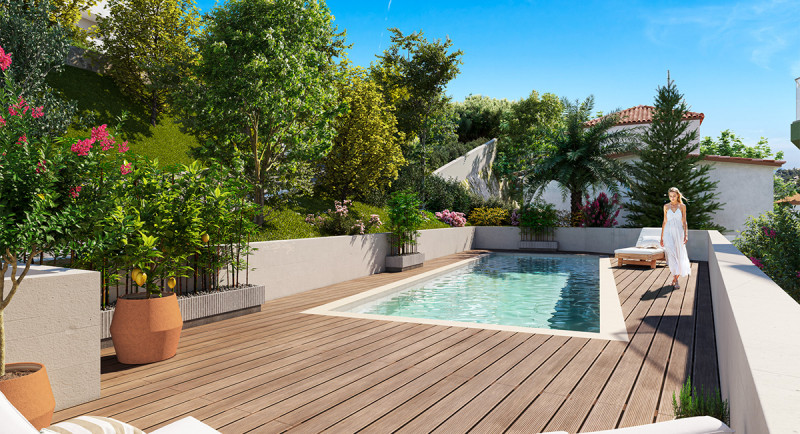 Real estate France, French Riviera, Côte d'Azur, Nice, apartment, terrace, view, swimming pool, penthouse, roof terrace