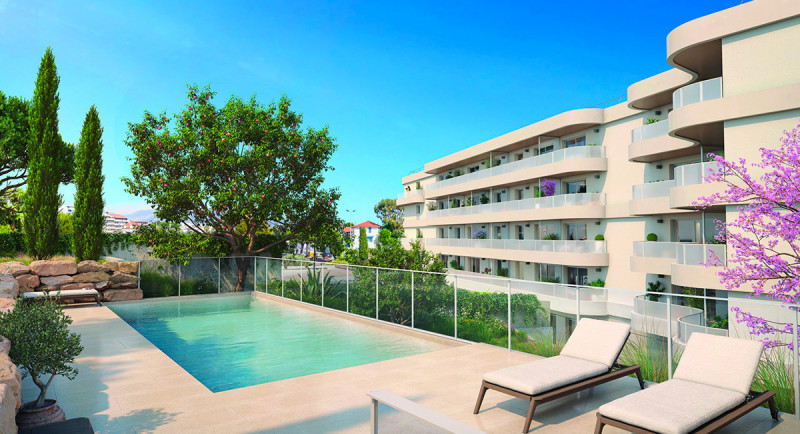 Ejendom, ny bolig, Saint Laurent du Var, Nice, lejlighed, terrasse, havudsigt, strand, swimmingpool