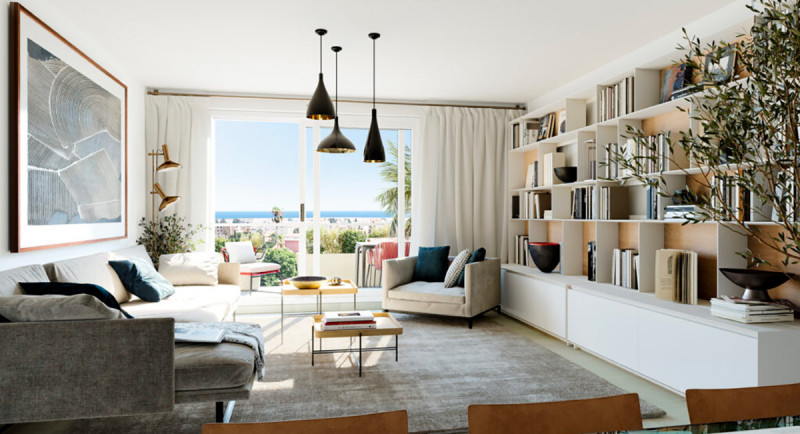 Real estate, new residence, apartment, terrace, sea view, swimming pool, garden, city center, beach