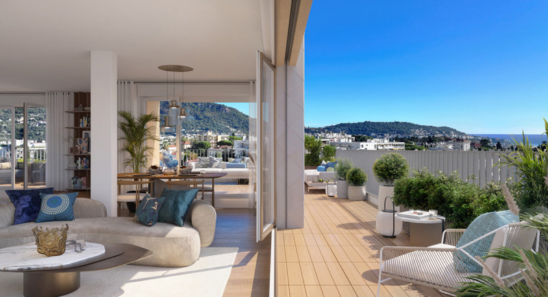 Ejendomme, fast ejendom i Frankrig, lejlighed, bolig, Nice, Cimiez, terrasse, havudsigt, penthouse, tagterrasse, jacuzzi