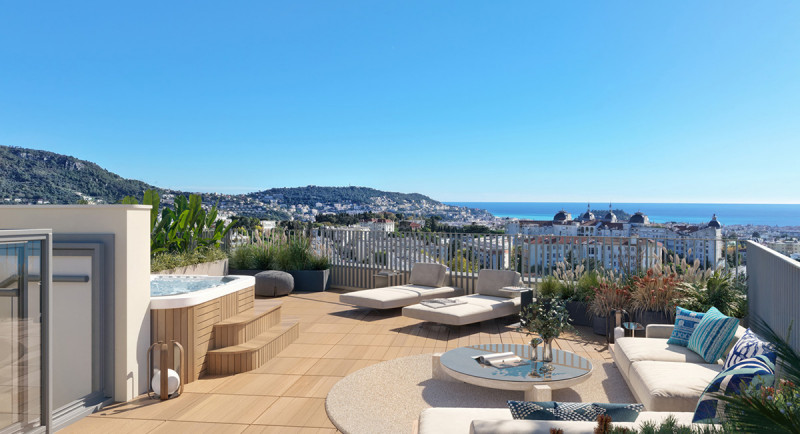Real estate, France, apartment, residence, Nice, Cimiez, terrace, sea view, penthouse, roof terrace, jacuzzi