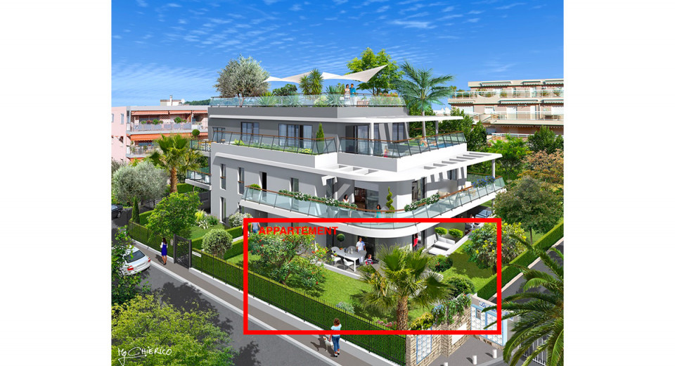 Real estate France, Juan les Pins, Antibes, Bijou Plage, apartment, terrace, garden, clos to the beach