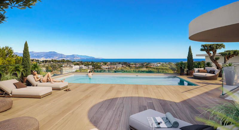 Ejendomsmægler Antibes, lejlighed, havudsigt, terrasse, swimmingpool, Riviera, Côte d'Azur