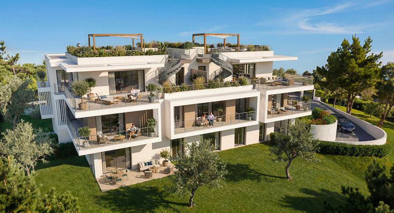 Immobilier, Antibes, France, Côte d'Azur, residence neuve, appartement, terrace, villa toit, toile terrasse, vue, dernier etage
