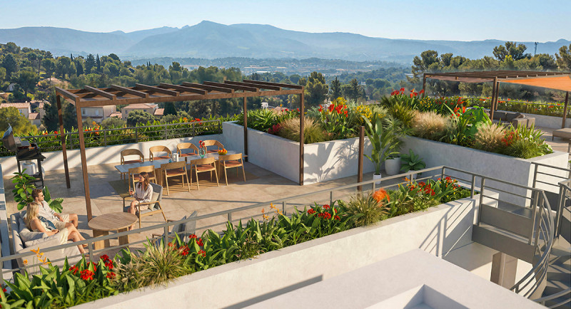 Immobilier, Antibes, France, Côte d'Azur, residence neuve, appartement, terrace, villa toit, toile terrasse, vue, dernier etage