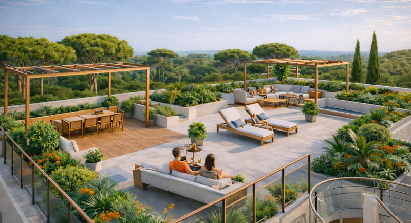 Nieruchomości, Antibes, Francja, Lazurowe Wybrzeże, nowa rezydencja, apartament, taras, willa typu penthouse, markiza, widok, ostatnie piętro