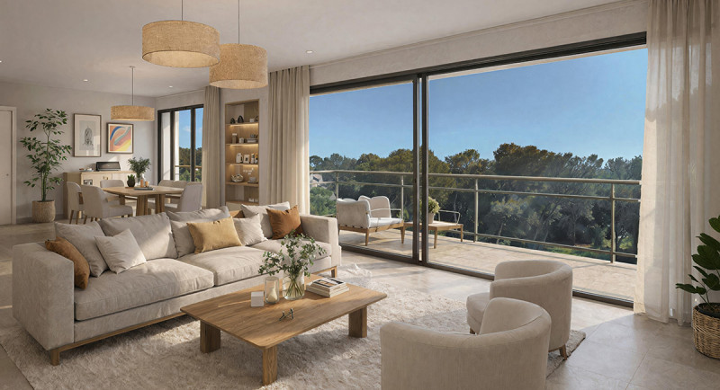 Eiendom, Antibes, Frankrike, Franske Riviera, ny bolig, leilighet, terrasse, penthousevilla, markise, utsikt, toppetasje