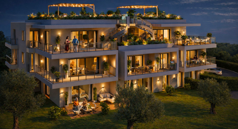 Fast ejendom, Antibes, Frankrig, Franske Riviera, ny bolig, lejlighed, terrasse, penthousevilla, markise, udsigt, øverste etage