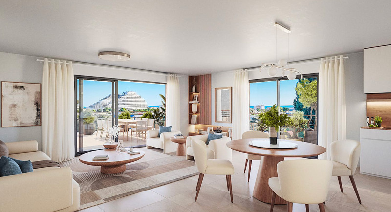 Villeneuve Loubet Cagnes sur Mer Antibes, appartement, residence neuve, terrasse, vue mer, proche plage, commerces