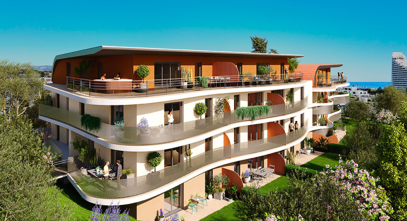 Villeneuve Loubet Cagnes sur Mer Antibes, appartement, residence neuve, terrasse, vue mer, proche plage, commerces