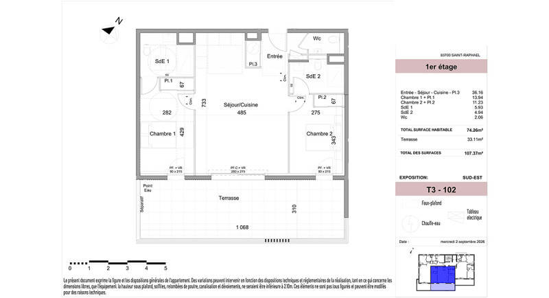 Saint Raphaël, France, cote d'azur, appartement, residence neuve, 3 pièces, terrasse, proche centre ville, proche mer