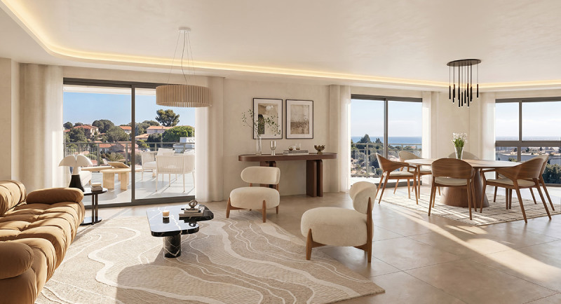 Antibes Juan-les-Pins, Côte d’Azur, Frankrig, køb, lejlighed, nybygget boligkompleks, terrasse, tagterrasse, havudsigt, tæt på havet, tæt på bymidten